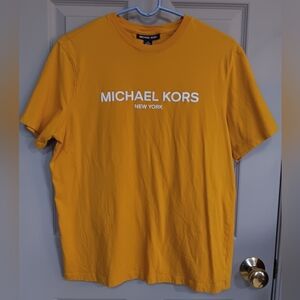 Michael Kors 100% Cotton Men's Yellow T-Shirt - Medium